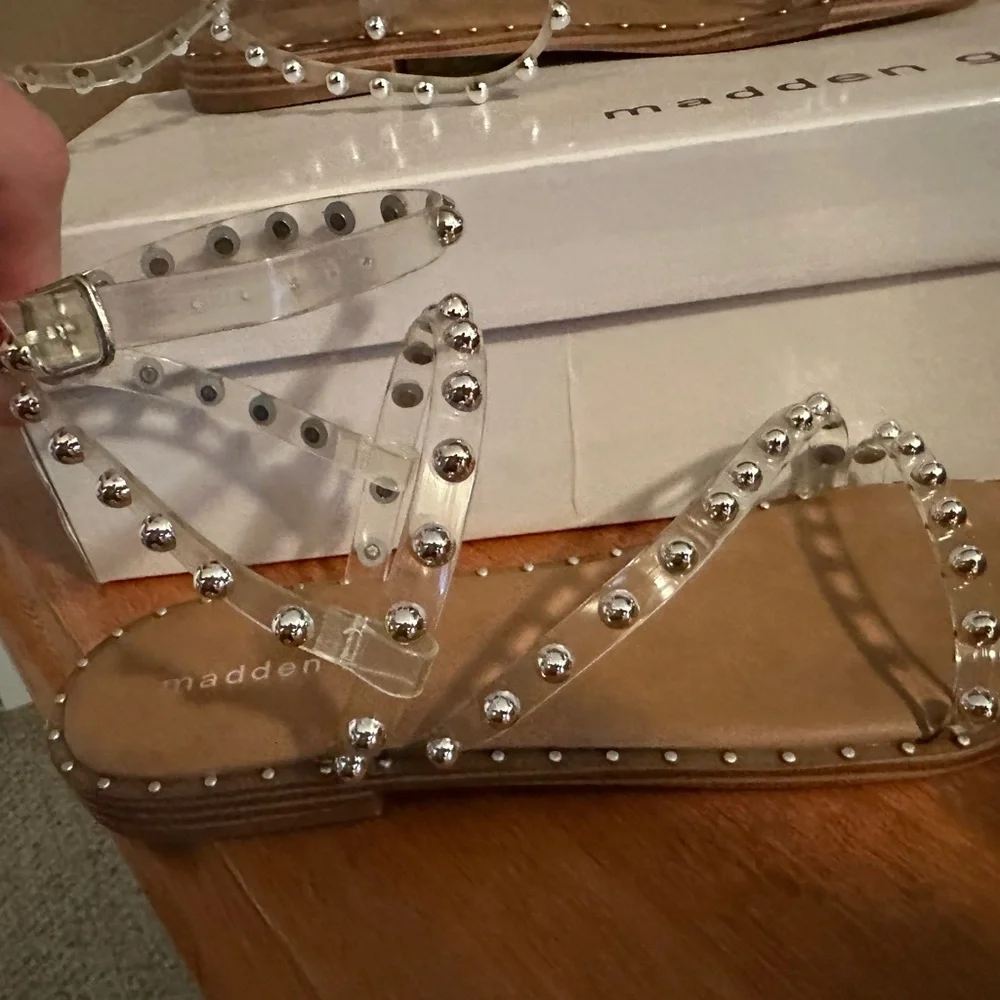 Madden Girl 9.5 Clear Studded Sandals - Picture 5 of 8